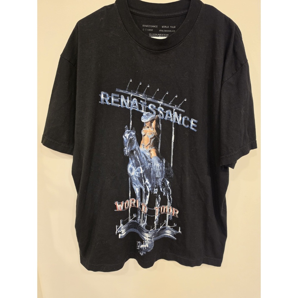 Beyonce Renaissance World Tour Shirt Mens Large Black Horse Graphic Tee 2023
